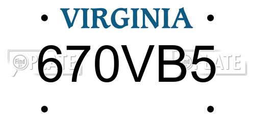 670VB5 Virginia License Plate