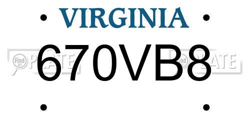 670VB8 Virginia License Plate