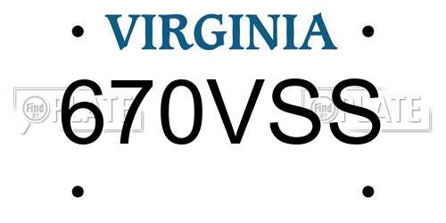 670VSS Virginia License Plate