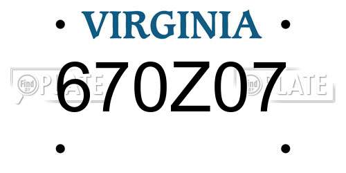 670Z07 Virginia License Plate