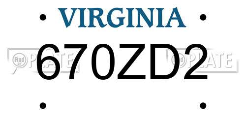 670ZD2 Virginia License Plate