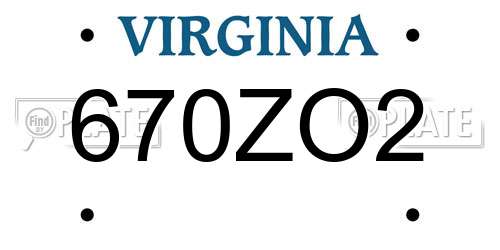 670ZO2 Virginia License Plate