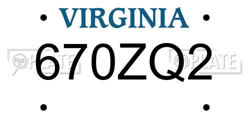 670ZQ2 Virginia License Plate