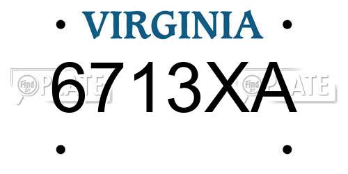 6713XA Virginia License Plate