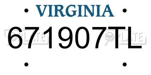 671907TL Virginia License Plate