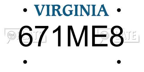 671ME8 Virginia License Plate