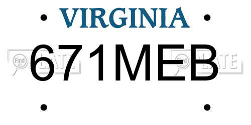 671MEB Virginia License Plate