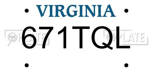 671TQL Virginia License Plate