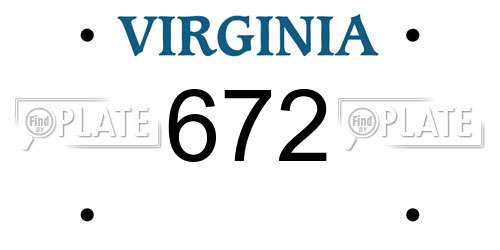 672 Virginia License Plate