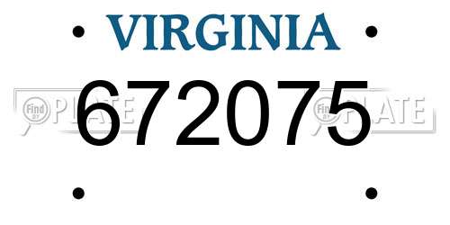 672075 Virginia License Plate