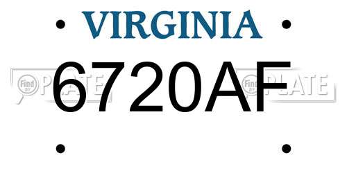 6720AF Virginia License Plate