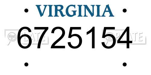 6725154 Virginia License Plate