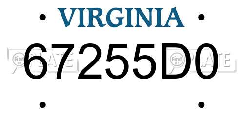 67255D0 Virginia License Plate
