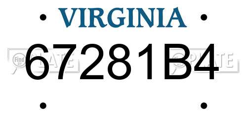 67281B4 Virginia License Plate