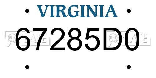 67285D0 Virginia License Plate