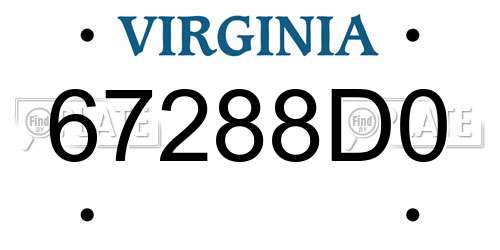 67288D0 Virginia License Plate