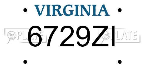 6729ZI Virginia License Plate