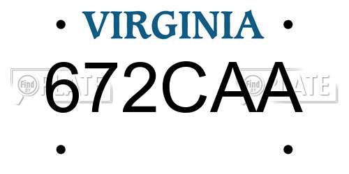 672CAA Virginia License Plate