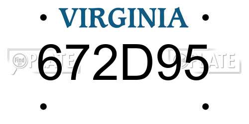 672D95 Virginia License Plate