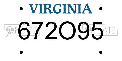 672O95 Virginia License Plate