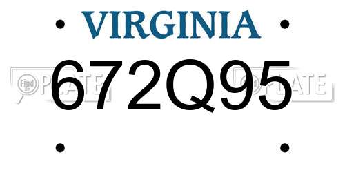 672Q95 Virginia License Plate