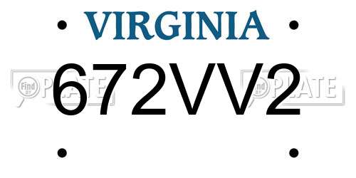 672VV2 Virginia License Plate