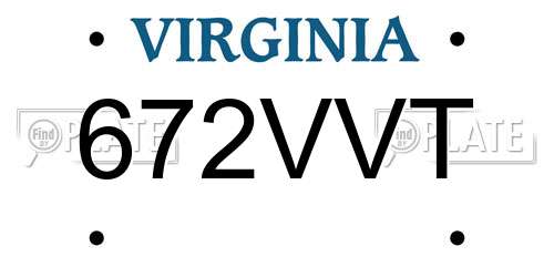 672VVT Virginia License Plate
