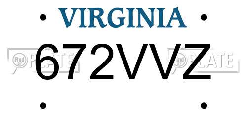 672VVZ Virginia License Plate