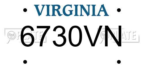 6730VN Virginia License Plate