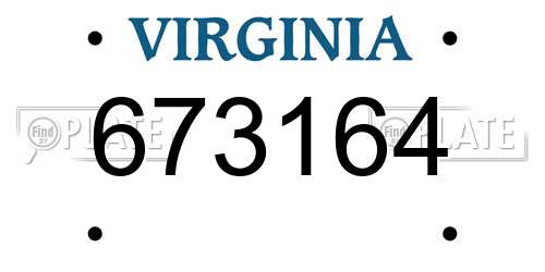 673164 Virginia License Plate