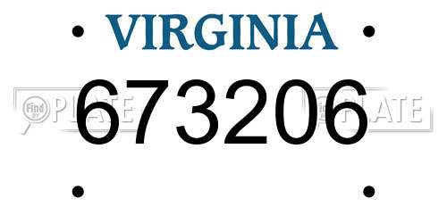 673206 Virginia License Plate