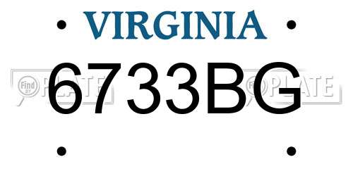 6733BG Virginia License Plate