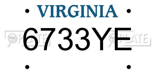6733YE Virginia License Plate