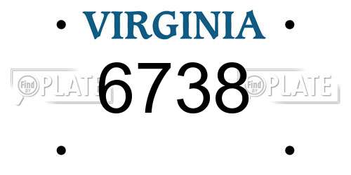 6738 Virginia License Plate