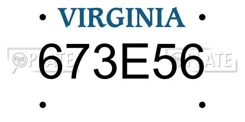 673E56 Virginia License Plate