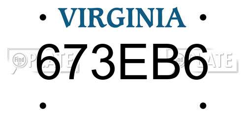 673EB6 Virginia License Plate