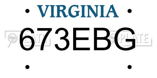 673EBG Virginia License Plate