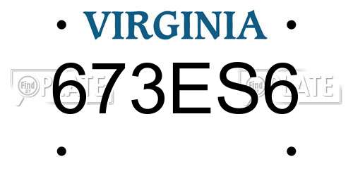 673ES6 Virginia License Plate