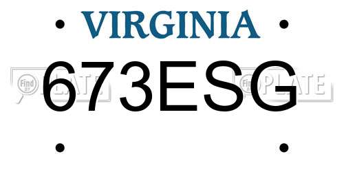 673ESG Virginia License Plate