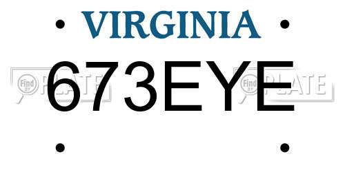 673EYE Virginia License Plate