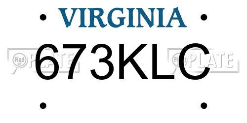 673KLC Virginia License Plate