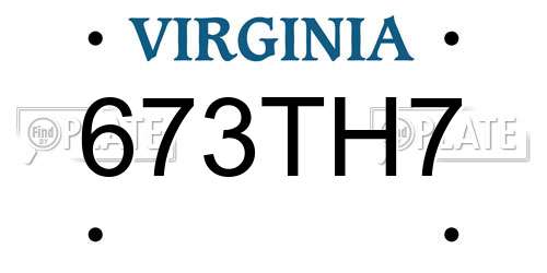 673TH7 Virginia License Plate