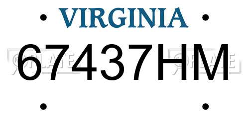 67437HM Virginia License Plate