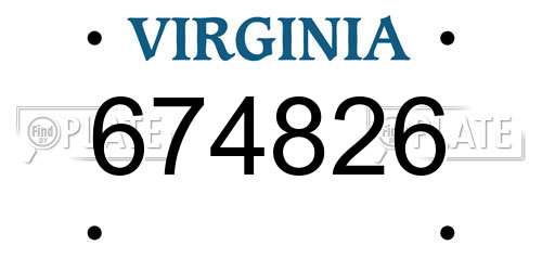 674826 Virginia License Plate