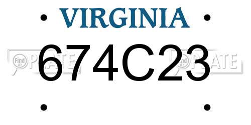674C23 Virginia License Plate