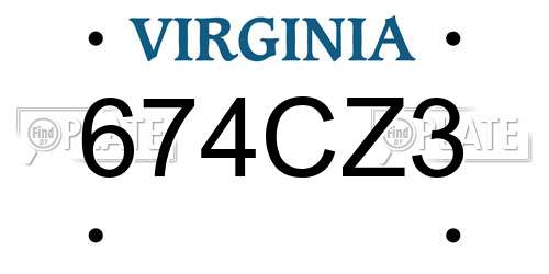 674CZ3 Virginia License Plate
