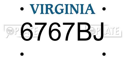 6767BJ Virginia License Plate