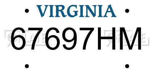 67697HM Virginia License Plate