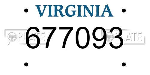 677093 Virginia License Plate