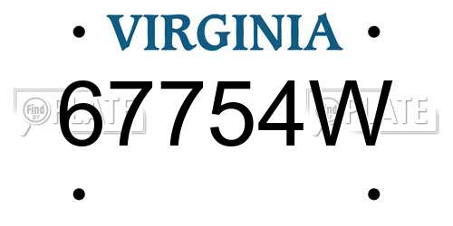 67754W Virginia License Plate